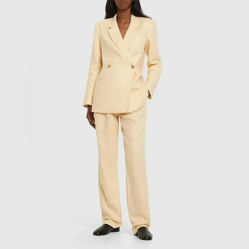 NWT Anine Bing Jay Straight Cream Pants Linen Size 30